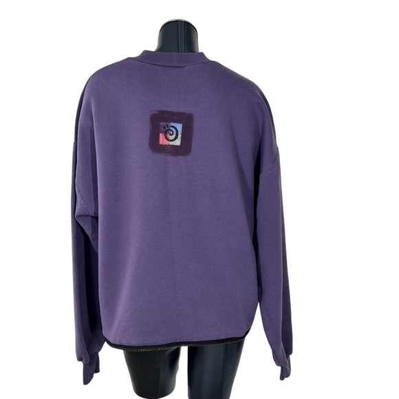 VTG NU VIEWS Purple Multi Color Artsy Design Long Sleeve Sweatshirt Women's XL - Picture 5 of 16